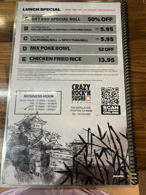 Menu photo 2 Crazy Rock'N Sushi Stanton, CA Menu photo 2 Crazy Rock'N Sushi Stanton, CA