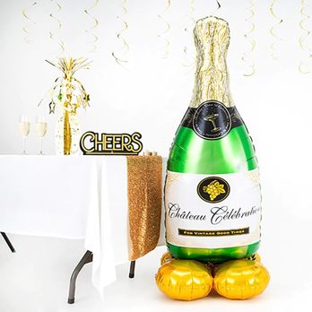 Balloon Place - Champagne Wine Bottle Airloonz Balloons Air Filled Only - Party Supplies Near Me - Richmond, British Columbia