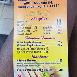 Solid Nails - Front of nail price sheet.