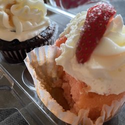 Cinn-A-Girls - Strawberry cream and chocolate salted caramel cupcake