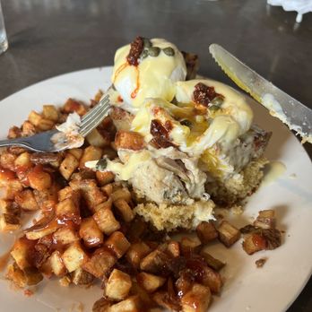 Egg - Mahi mahi cornbread Benedict - Breakfast & Brunch Near Me - Saint Louis, Missouri