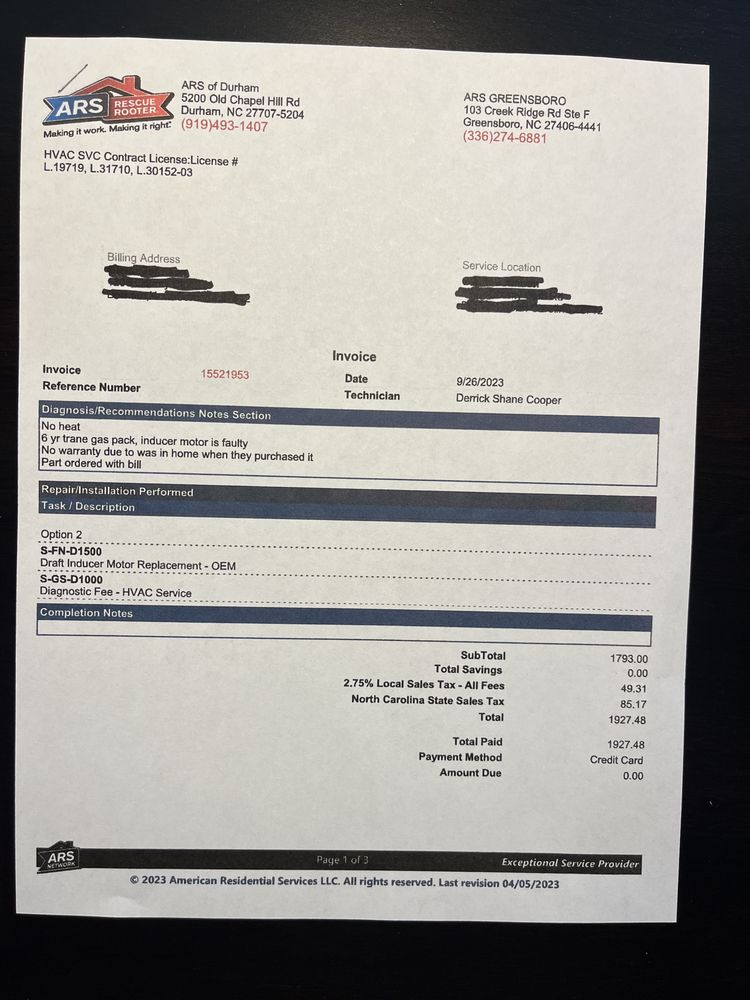 Slide of ARS / Rescue Rooter