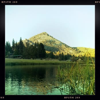 R-Ranch In the Sequoias - The lake looking towards the main entrance and General Store - Resorts Near Me - Johnsondale, California
