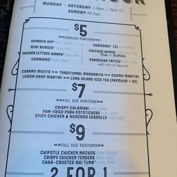 Happy hour menu Happy hour menu