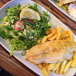 Hunky Dory - Greek salad, grilled fish and chips $13.50