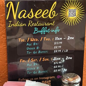 Naseeb Indian Restaurant - Buffet menu prices 3/27/25 - Indian Near Me - Sugar Land, Texas Naseeb Indian Restaurant - Buffet menu prices 3/27/25 - Indian Near Me - Sugar Land, Texas