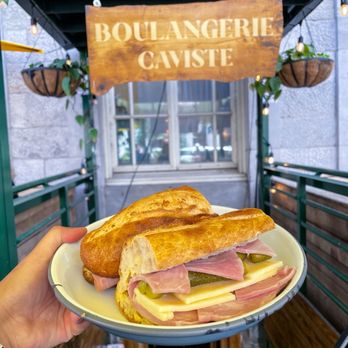 La Cave a Manger - ham and cheese with pickles on baguette - Bakeries Near Me - Montreal, Quebec La Cave a Manger - ham and cheese with pickles on baguette - Bakeries Near Me - Montreal, Quebec