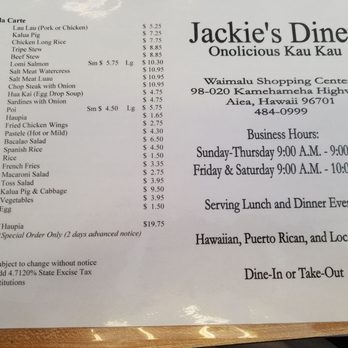 Jackie's Diner - Hawaiian Near Me - Aiea, Hawaii