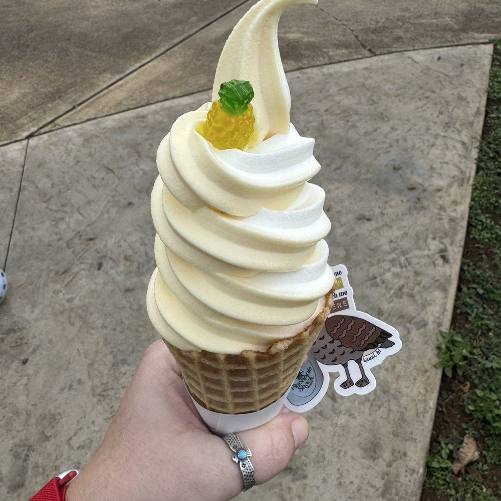 Pineapple dole whip + vanilla soft serve twist Pineapple dole whip + vanilla soft serve twist