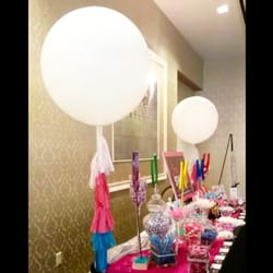 Balloon Couture By Veronica - Jumbo Round Balloons with Tassels on Candy Buffet