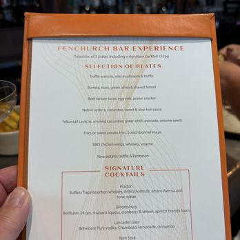 Sky Garden - Bar menu - Landmarks & Historical Buildings Near Me - London, XGL Sky Garden - Bar menu - Landmarks & Historical Buildings Near Me - London, XGL