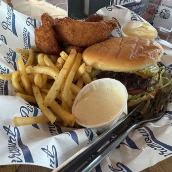 Paramount - Homewood - Standard Burger with French Fries and Onion Rings - Burgers Near Me - Homewood, Alabama Paramount - Homewood - Standard Burger with French Fries and Onion Rings - Burgers Near Me - Homewood, Alabama