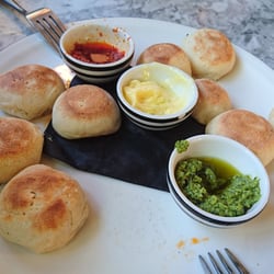 Pizza Express - Wicked starter! Tear them open, put in a mix of the 3 and bite! Mmm