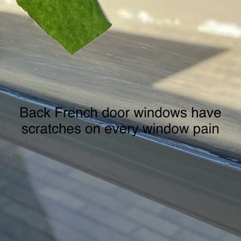 Creative Design & Build - An example of the scratches on our frennch windows (that Creative Design & Build said in July they would pay for) still waiting 7 months ... - General Contractors Near Me - San Diego, California Creative Design & Build - An example of the scratches on our frennch windows (that Creative Design & Build said in July they would pay for) still waiting 7 months ... - General Contractors Near Me - San Diego, California