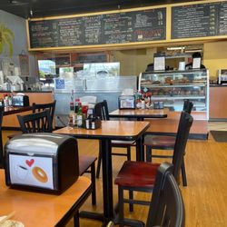 Bagel Break Deli - More inside pictures with part of the menu board and the muffin case.