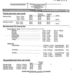 Alta Vista Tennis & Racquetball Courts - 10/6/2017 **No more singles round robin on weekends.