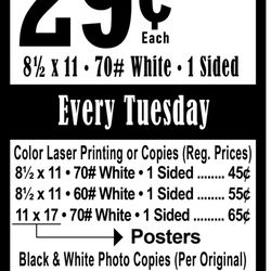 Ray's Print Shop - Ray's Print Shop Pricing. Cheap. Discounted Color Copies Every Tuesday.