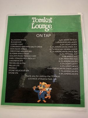 Menu photo 1 Tomkat Lounge Buena Park, CA