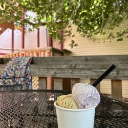 Gold Cup Creamery - Huckleberry and coffee ice cream