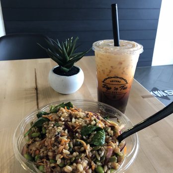 MAD Greens - 7th & McDowell - My Buddha bowl to go with Thai tea at a nearby tea shop - Salad Near Me - Phoenix, Arizona MAD Greens - 7th & McDowell - My Buddha bowl to go with Thai tea at a nearby tea shop - Salad Near Me - Phoenix, Arizona