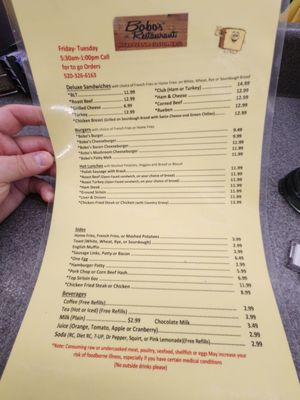 Menu photo 6 Bobo's Restaurant Tucson, AZ