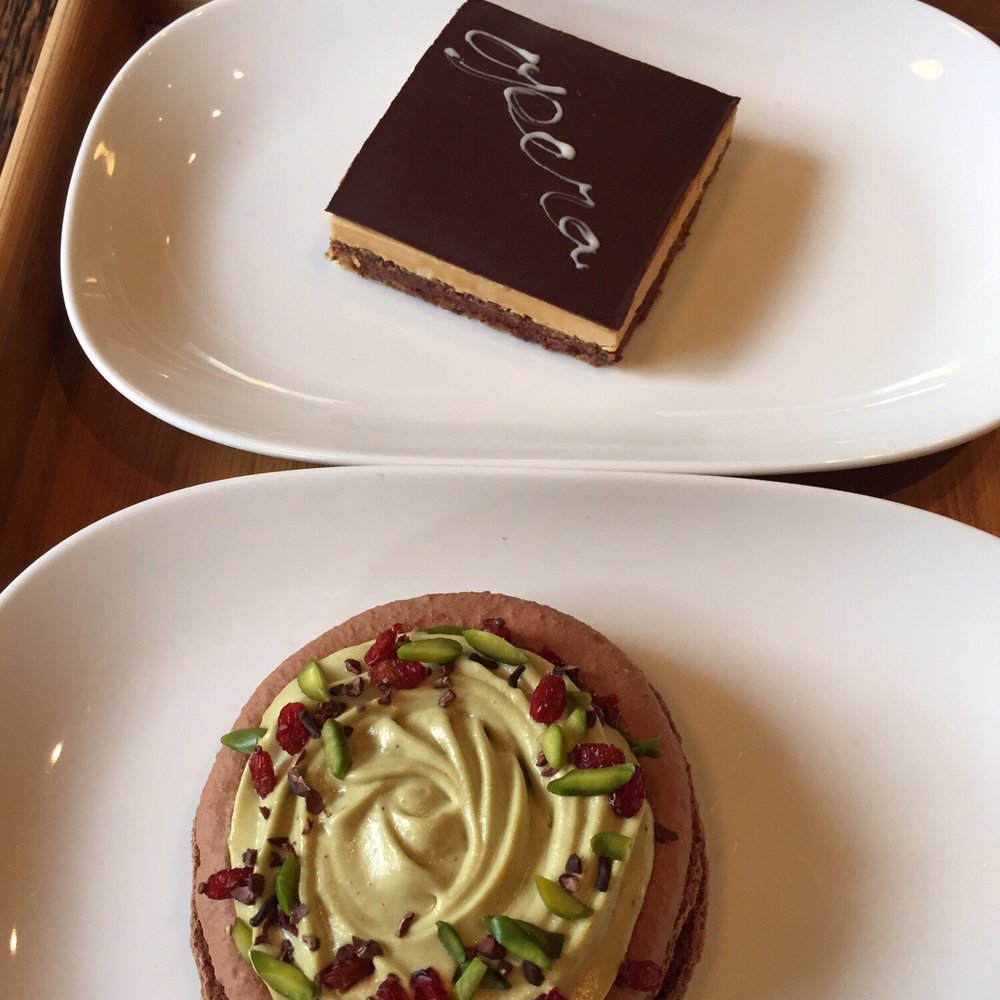 Thierry - Pistachio cream filled macaroons and a coffee chocolate pastry - Patisserie/Cake Shop Near Me - Vancouver, British Columbia Thierry - Pistachio cream filled macaroons and a coffee chocolate pastry - Patisserie/Cake Shop Near Me - Vancouver, British Columbia