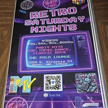 Polo Lounge - Retro Saturday Nights ft retro videos of the 70s,80s,90s,2000s.  Party hits only - Lounges Near Me - Reno, Nevada