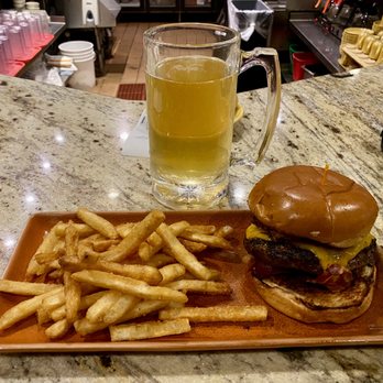 Sourdough Cafe - Ultimate Bacon Cheeseburger with draft beer and fries - Diners Near Me - Las Vegas, Nevada