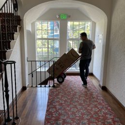 Handling stairs with their provided equipment