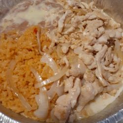 Los Aztecas - Pollo El Guapo (Chicken w/ Cheese Sauce) I added Onions