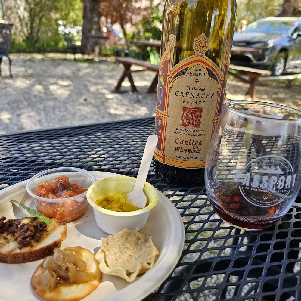 Cantiga Wineworks - a plate of food and a glass of wine - Wineries Near Me - Somerset, California Cantiga Wineworks - a plate of food and a glass of wine - Wineries Near Me - Somerset, California