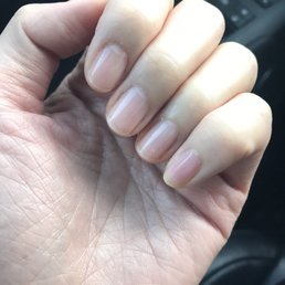 Basic manicure with clear polish Basic manicure with clear polish
