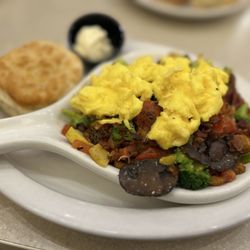 Wild Eggs - Loved the Farmer's Market Skillet with bacon & a biscuit in the side.
