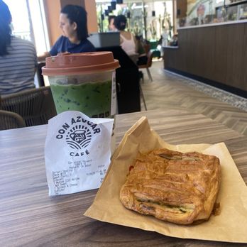 Con Azucar Cafe - Matcha latte (6.75), kale & cheese croissant (4.50) - Coffee & Tea Near Me - Hayward, California