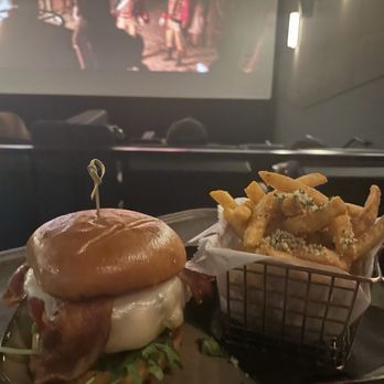 CMX CineBistro - Plant burger with bacon and truffle parmesan fries. - Cinema Near Me - McLean, Virginia