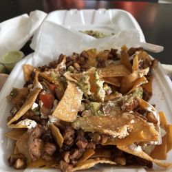 Taco Jalisco - Nachos Al pastor. $18.74 and maybe three pieces of shredded cheese in the entire portion.