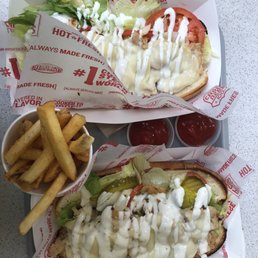 Two "Chicken California" sandwiches.
