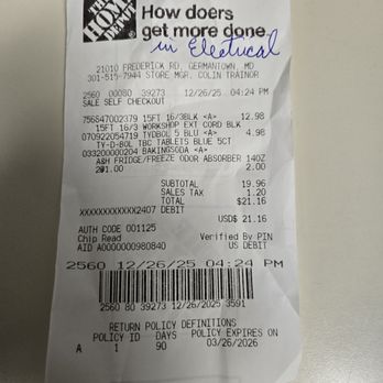 The Home Depot - The receipt - Hardware Stores Near Me - Germantown, Maryland The Home Depot - The receipt - Hardware Stores Near Me - Germantown, Maryland