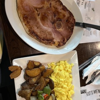 The Scratch Room - Ham steak bone in home style potatoes scrambled eggs - Breakfast & Brunch Near Me - Anaheim, California
