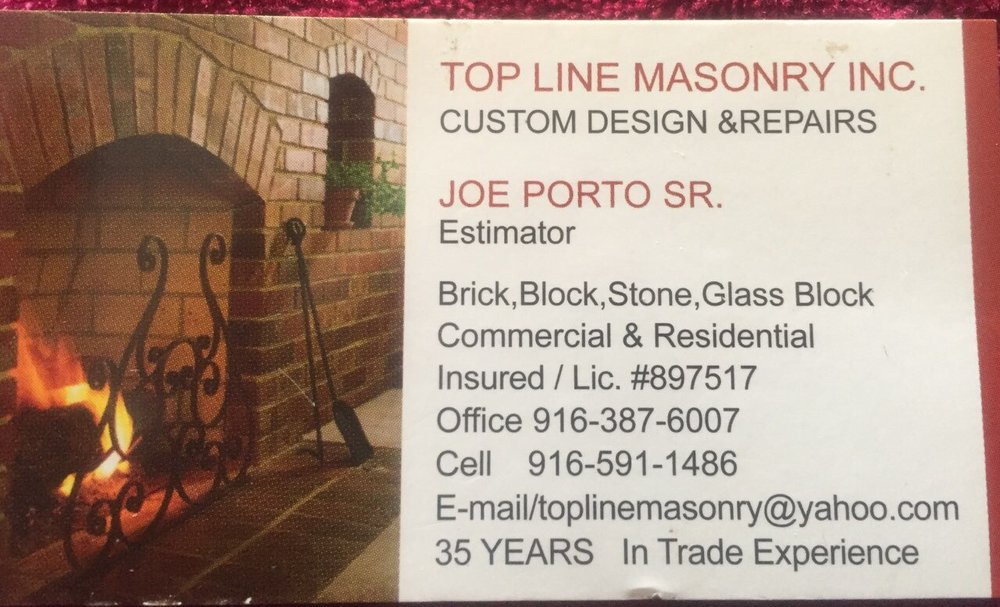 TOP LINE MASONRY Updated August 2024 6115 1/2 Lemon Hill Ave