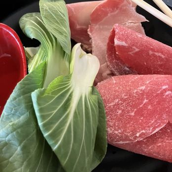 The Hot Spot Restaurant - Beef, pork, and bok choy - Hot Pot Near Me - Lake Worth, Florida