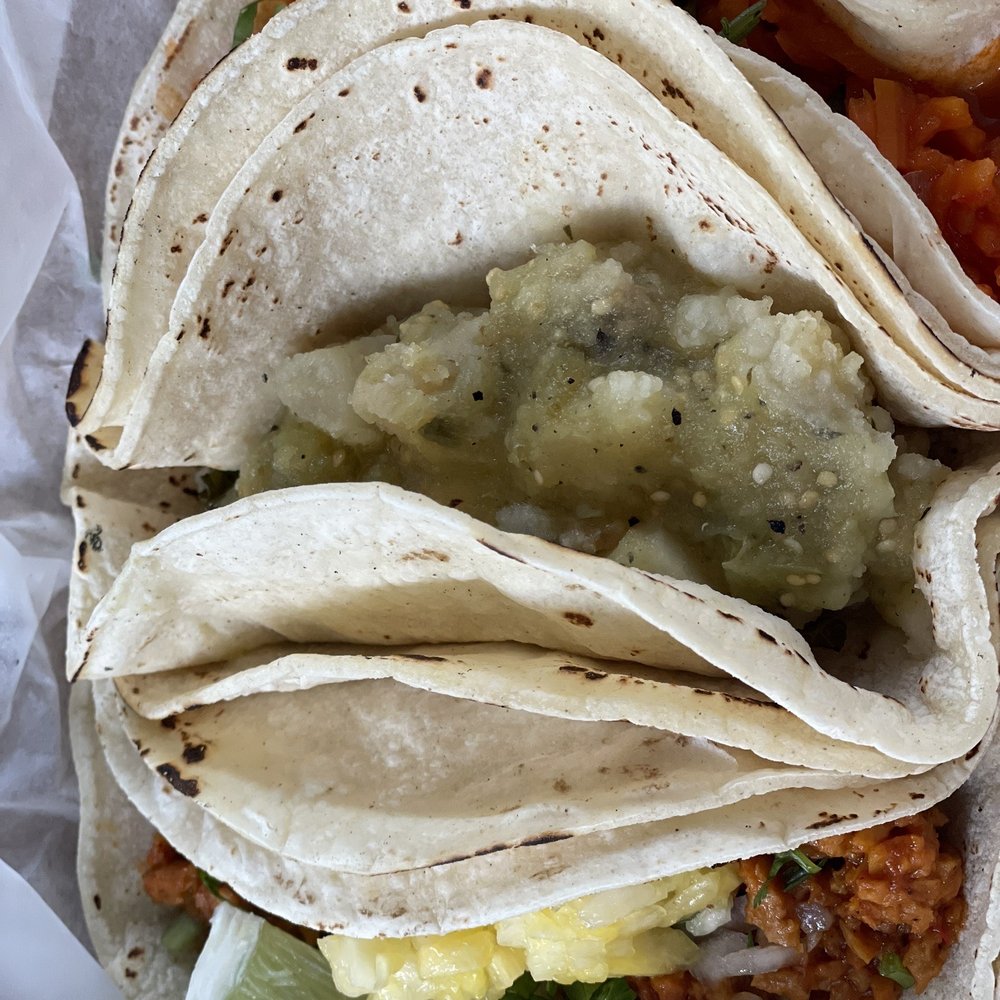 Asada, potato and carrot tacos