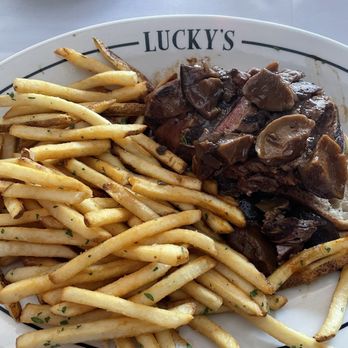 Luckys Steakhouse - Sliced Filet Mignon Open Faced Sandwich - Steakhouses Near Me - Montecito, California