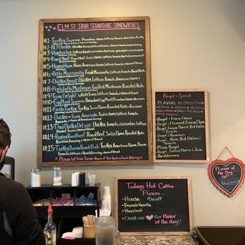 Elm St Java - Picture of another sandwich menu, bagel menu, partial coffee menu - Coffee & Tea Near Me - Pittsfield, Massachusetts