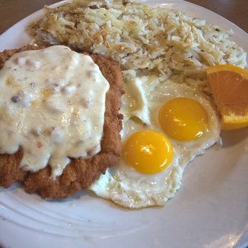 Danby Station - Country fried steak. It is ground beef patty, breaded, fried, with mushroom gravy on top. - Breakfast & Brunch Near Me - Glen Ellyn, Illinois Danby Station - Country fried steak. It is ground beef patty, breaded, fried, with mushroom gravy on top. - Breakfast & Brunch Near Me - Glen Ellyn, Illinois