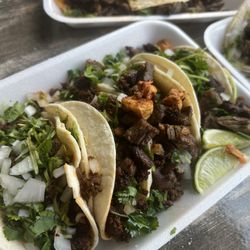 Tacogdoches - Taco plate with chorizo (beef) and fajita