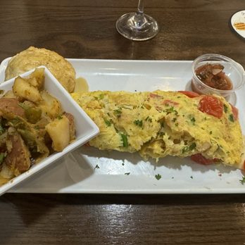 Gochas Breakfast Bar | Cascade - Seafood omelet with a biscuits and potatoes - Wine Bars Near Me - Atlanta, Georgia Gochas Breakfast Bar | Cascade - Seafood omelet with a biscuits and potatoes - Wine Bars Near Me - Atlanta, Georgia