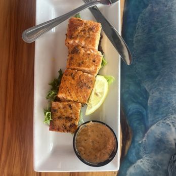 Blue Drum - Happy Hour Blackened Salmon YUM! - Seafood Near Me - Little River, South Carolina
