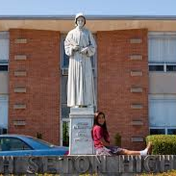 Elizabeth Seton High School - This is the statue of Elizabeth Seton, a canonized Roman Catholic saint, that stands in front of Seton High School.