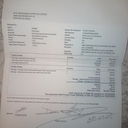 Bill for towing.... Bill for towing....
